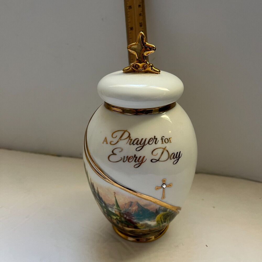 Musical Jar Urn Thomas Kincade Bradford Exchange Removable Lid religious
